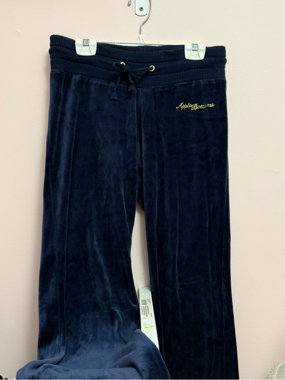 Apple Bottoms Navy Velour Snap Pocket Flared Joggers Classic 2000s y2k